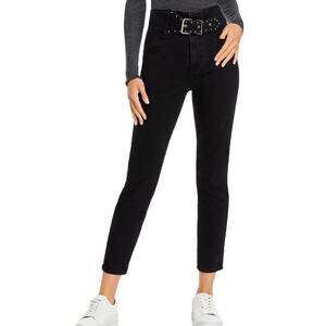 Grlfrnd Alivia High Rise Belted Ankle Jeans Black Size 27